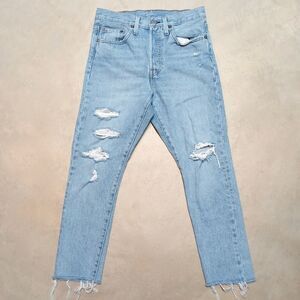 Levi's 501 S Womens Made in USA Big E Jeans Fits 28x26 Denim Raw Hem Button Fly